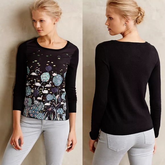 Anthro Knitted & Knotted Swan Tableau Sweater Top - Picture 2 of 13